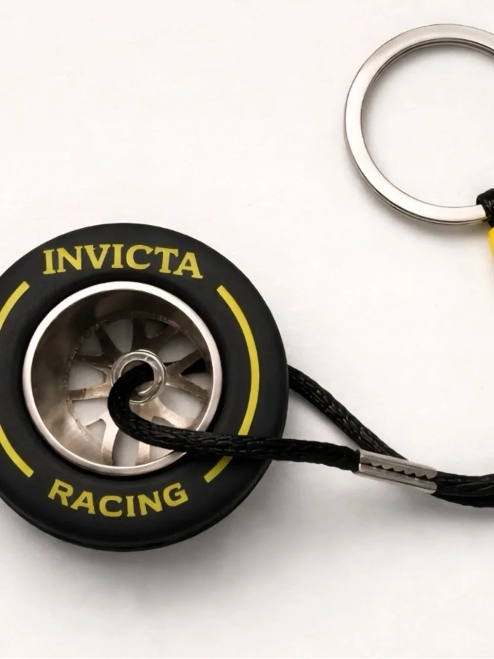 Invicta Black & Yellow Racing Tire Keychain